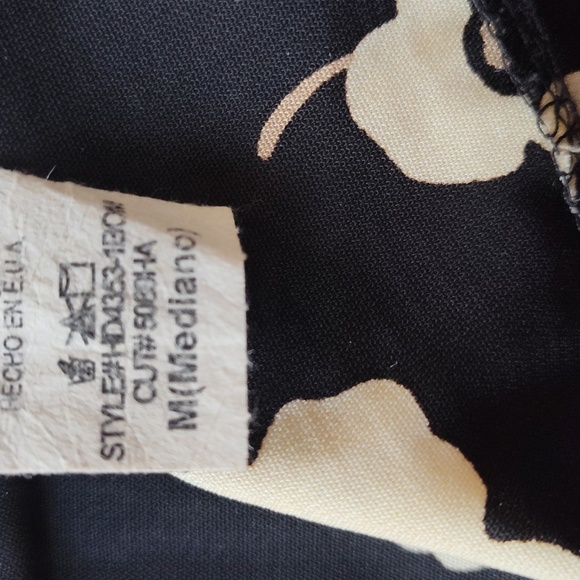 Pink Owl Apparel Women's Black and Cream Floral Print Mini Dress | Size Medium - Picture 7 of 7